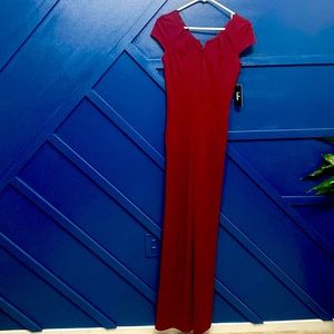 Burgundy jumpsuit splitneck and pockets - Lulus